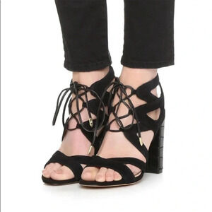 Sam Edelman Yardley Suede/Crocodile Lace-Up Heels